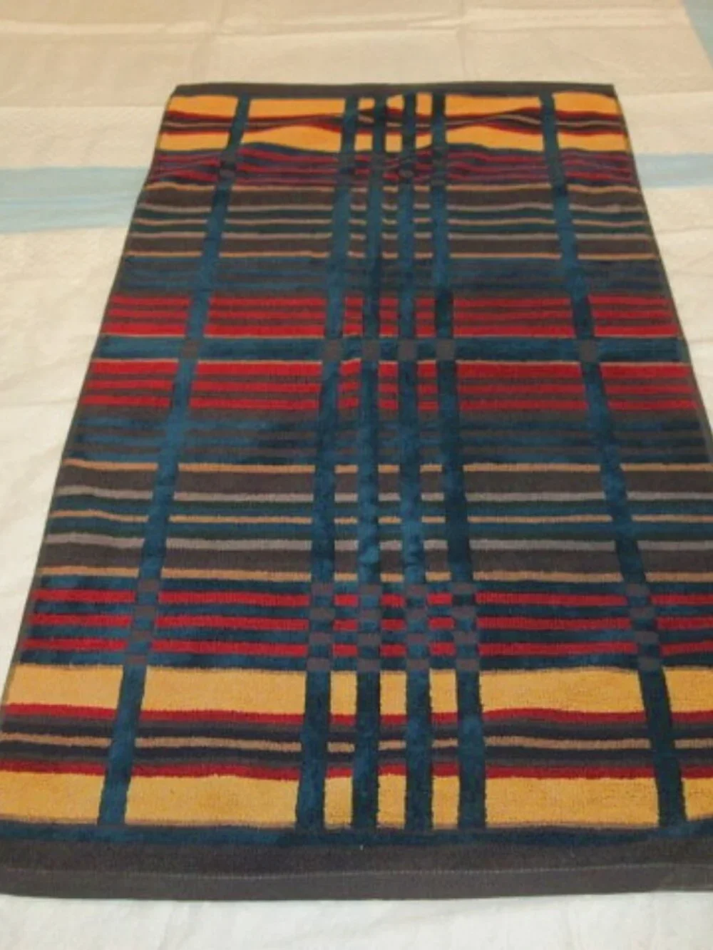 Vtg Pendleton Wyeth Trail Stripe Towels Set Of 3 Soft Cotton Aztec Southwestern